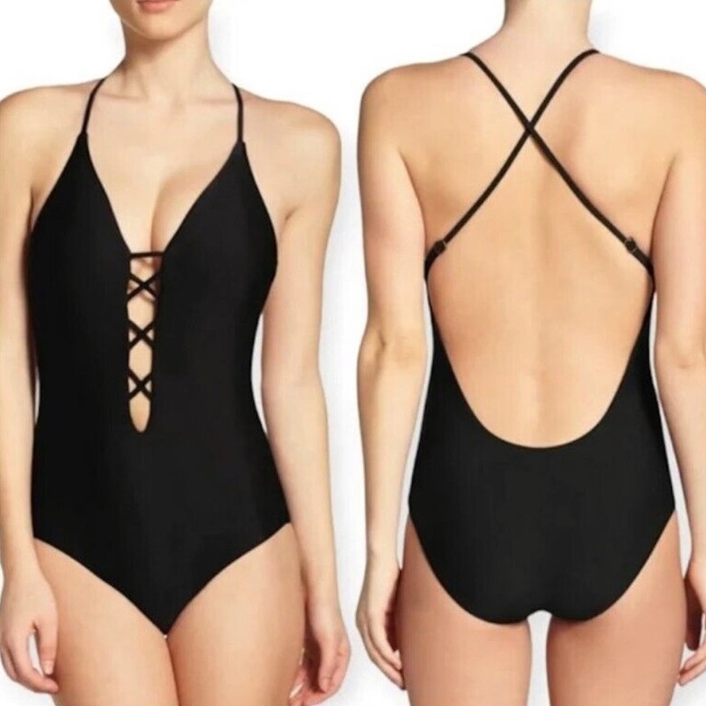 BCA by Rebecca Virtue one piece Move Along Plunge Swimsuit Size Medium